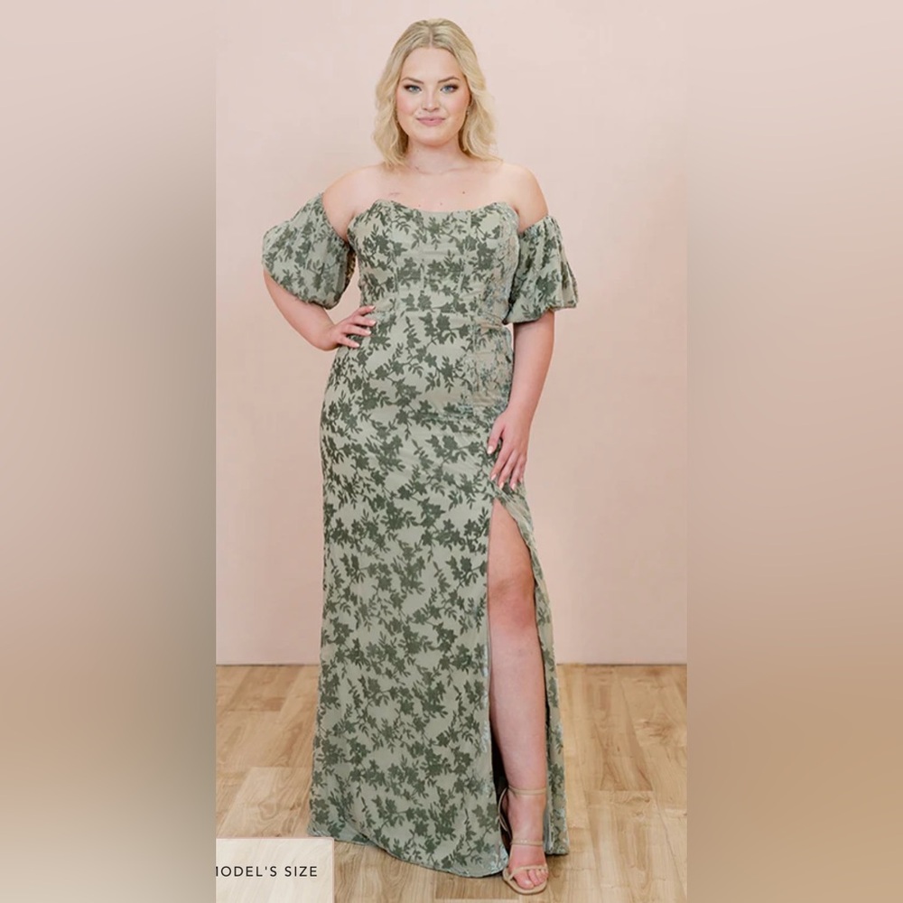 Plus Size Revelry Silver Sage Burnout Velvet Dress